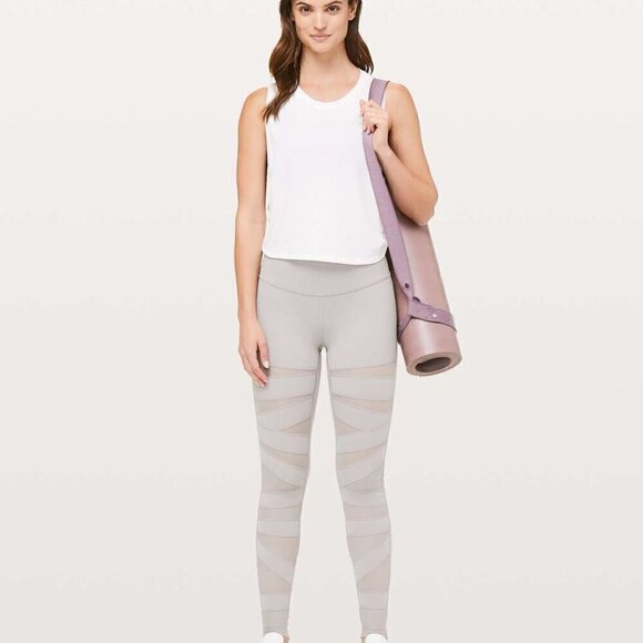 *NWT Lululemon Wunder Under Pant (High-Rise) *Tech Mesh 28" Dark Chrome Size 4 - Picture 2 of 9